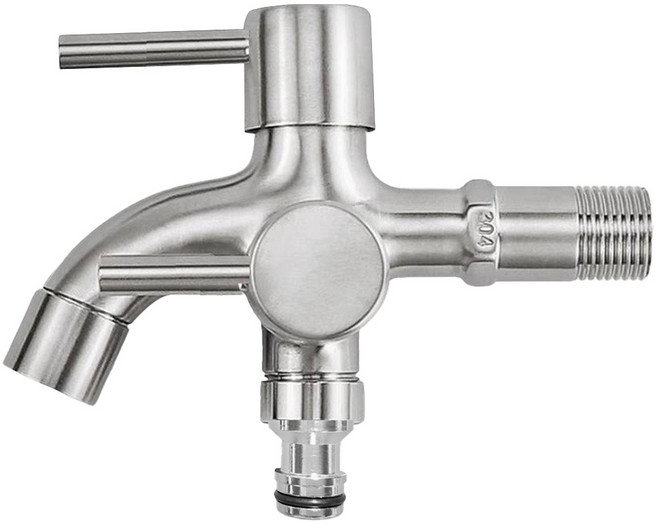 LEADER 麗達 304不鏽鋼雙出水長栓 T903 起泡器 + 園藝奶嘴頭, 1組