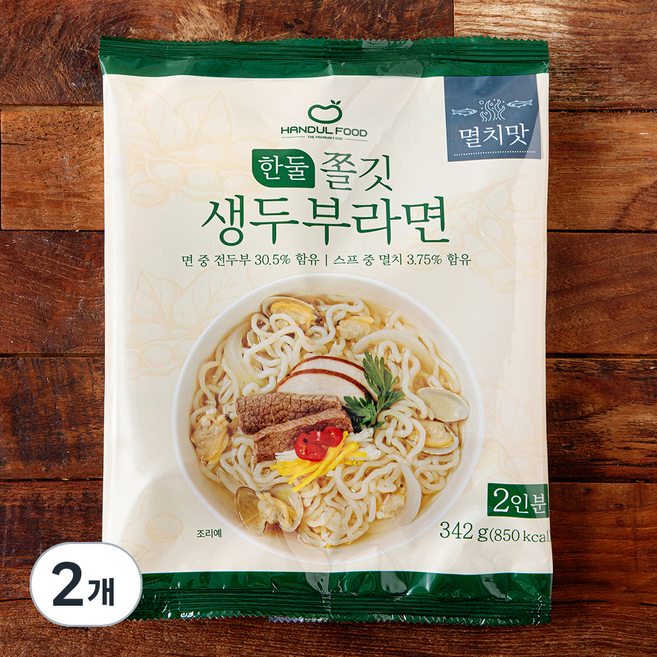 한둘푸드 쫄깃 생두부 라면 멸치맛 2인분, 342g, 2개