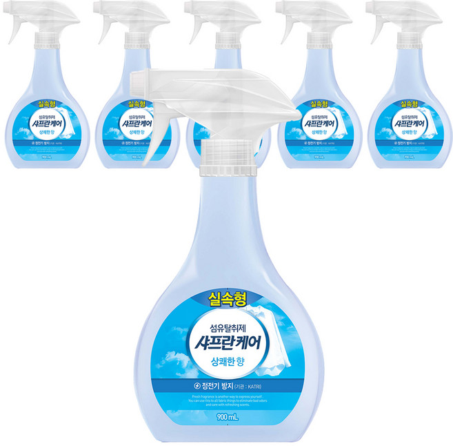 샤프란 케어 실속형 섬유탈취제 상쾌한향 본품, 900ml, 6개