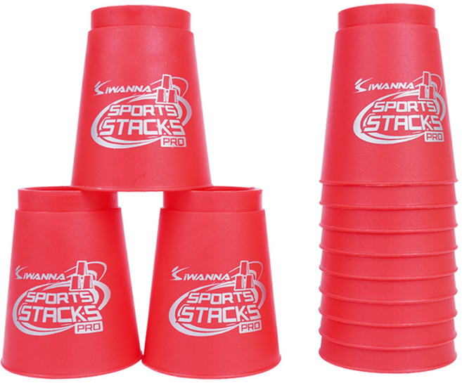 아이워너 스포츠 스택스 스태킹 컵쌓기, 레드, 12개