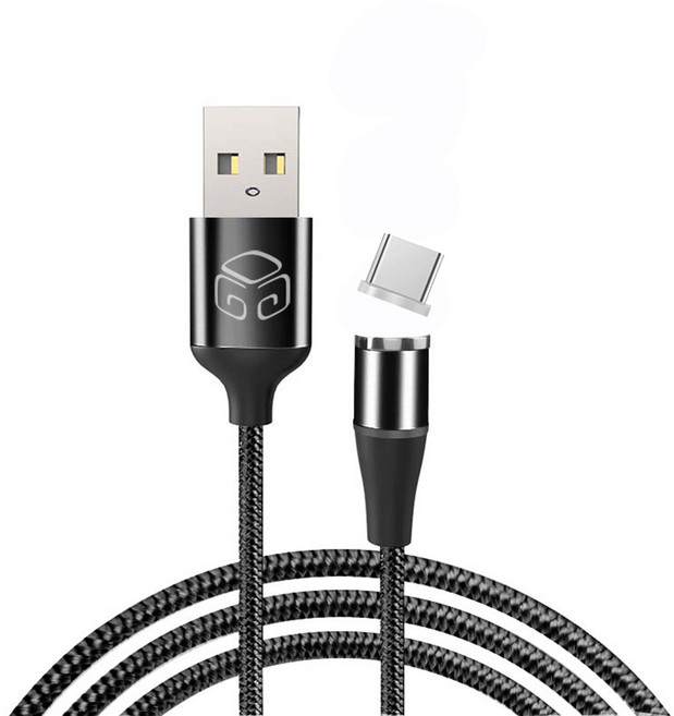 디지지 마그네틱 C타입 커넥터 + 고속충전케이블 1m, 블랙, 1개