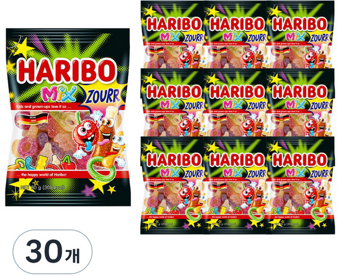 HARIBO 綜合酸軟糖, 80g, 30包