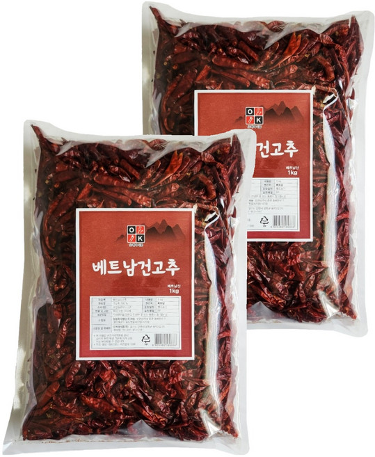 오케이식품 베트남산 건고추, 1kg, 2개