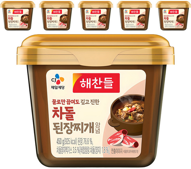 해찬들 물로만 끓여도 깊고 진한 차돌 된장찌개 양념, 450g, 6개