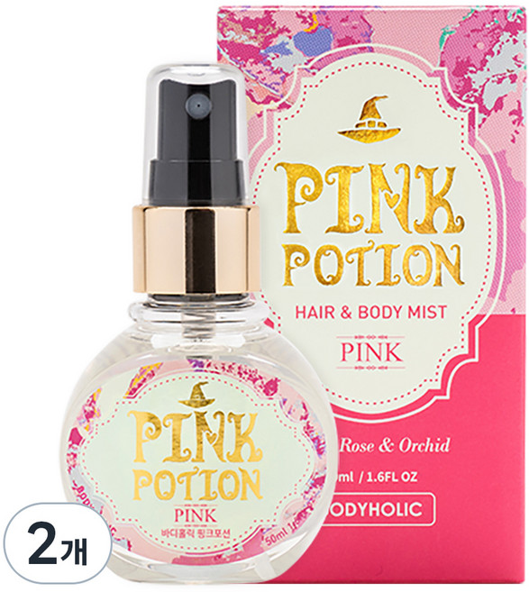 바디홀릭 핑크포션 바디미스트 꽃향, 50ml, 2개