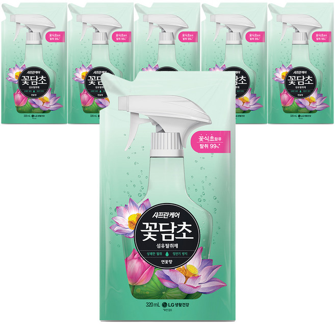 샤프란꽃담초 섬유탈취제 연꽃향 리필, 320ml, 6개