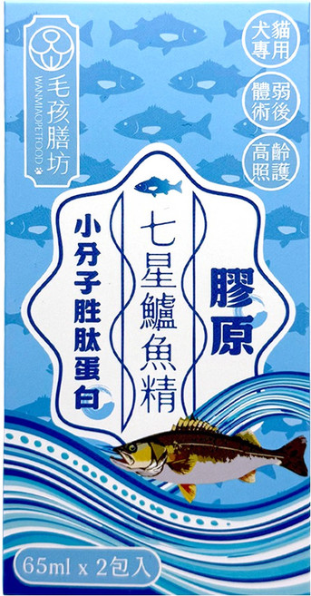 WANMIAO PETFOOD 毛孩膳坊 膠原七星鱸魚精, 1盒, 65ml