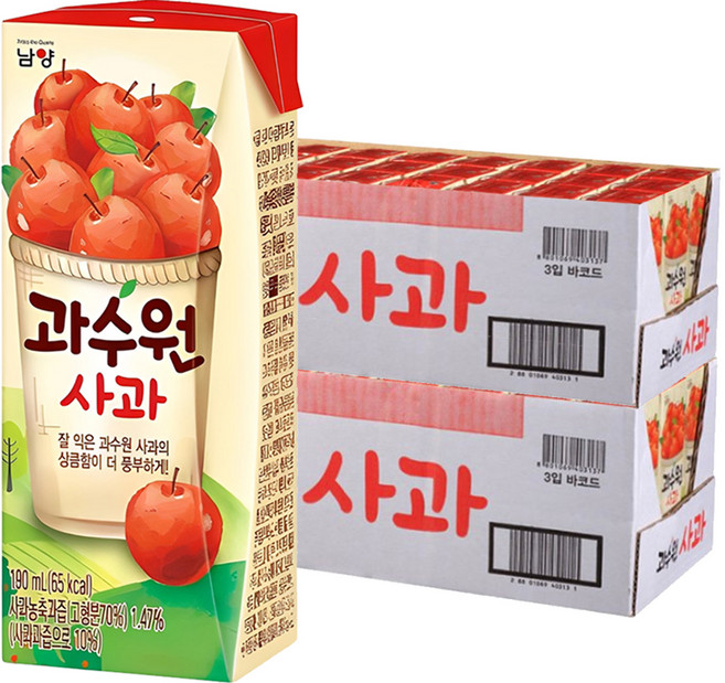 남양과수원 사과주스, 190ml, 48개