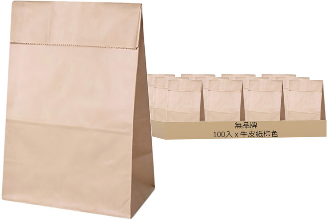 Hello Morris 牛皮紙袋 素色 100入, 牛皮紙棕色, 1套
