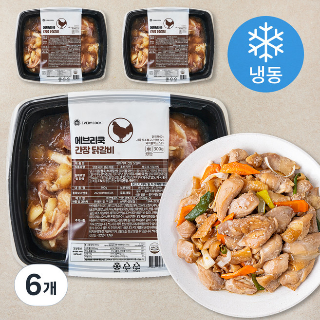 에브리쿡 간장 닭갈비 (냉동), 300g, 6개