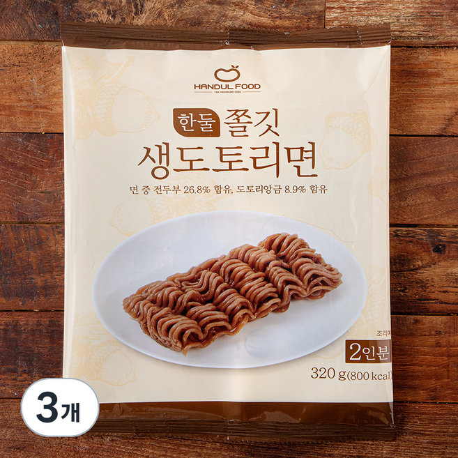 한둘푸드 쫄깃 생도토리면 2인분, 320g, 3개