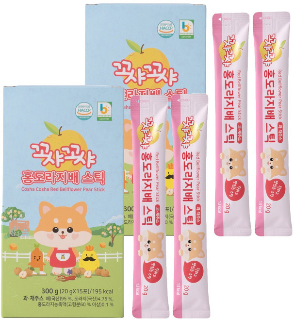 꼬샤꼬샤 홍도라지배 스틱 15p, 300g, 2개