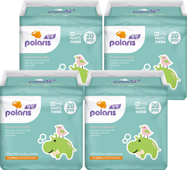 폴라리스 2016년 울트라씬 기저귀 XXL(15kg~) 팬티형 일회용기저귀 남여공용 XXL (15kg~), 점보형(2XL), 80매