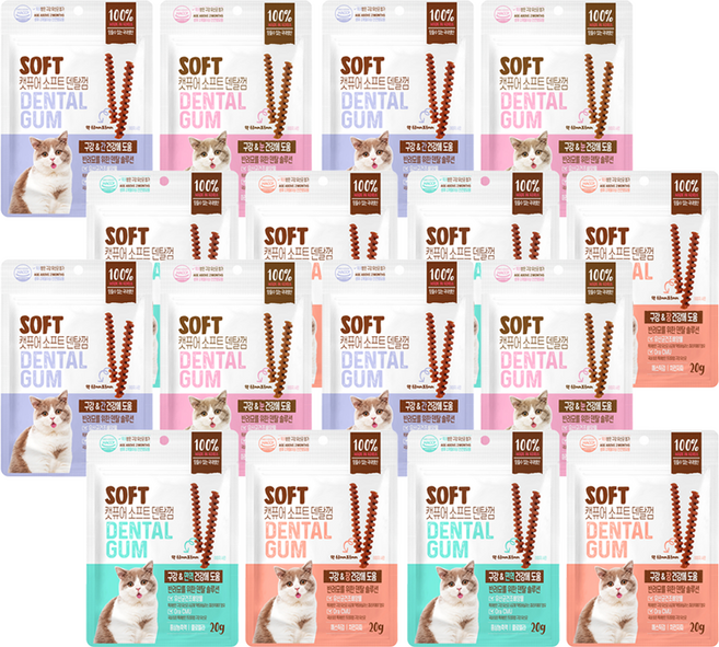 캣퓨어 고양이 소프트 덴탈껌, 4세트, 혼합맛