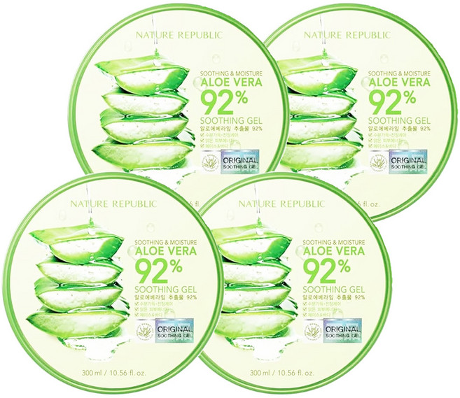 NATURE REPUBLIC 92% 蘆薈保濕凝膠 300ml, 4罐