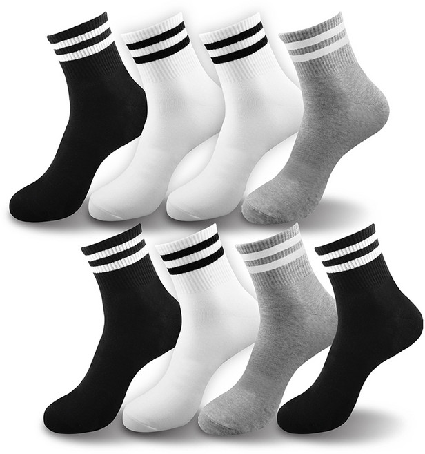 크로커다일 여성용 밴딩 투링글 중목 양말 8켤레 세트 CD289 앤 290