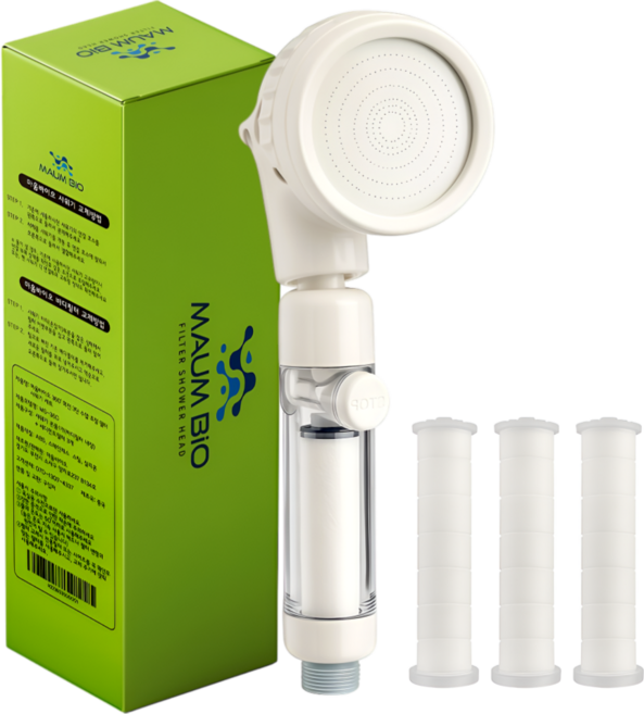 마움바이오 360회전 필터 샤워기 헤드+리필 필터 3p, 1개, 화이트