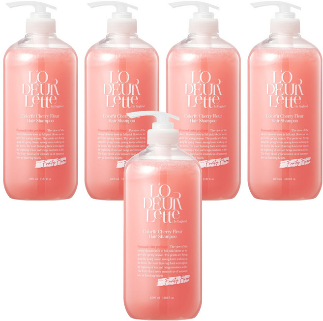 로더렛 인 잉글랜드 컬러핏 헤어 샴푸 체리 플뢰르, 1L, 5개