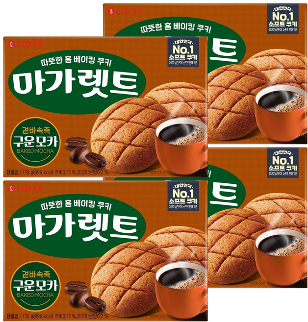 LOTTE 樂天 瑪格麗特菠蘿餅乾 烘焙摩卡口味, 176g, 4盒