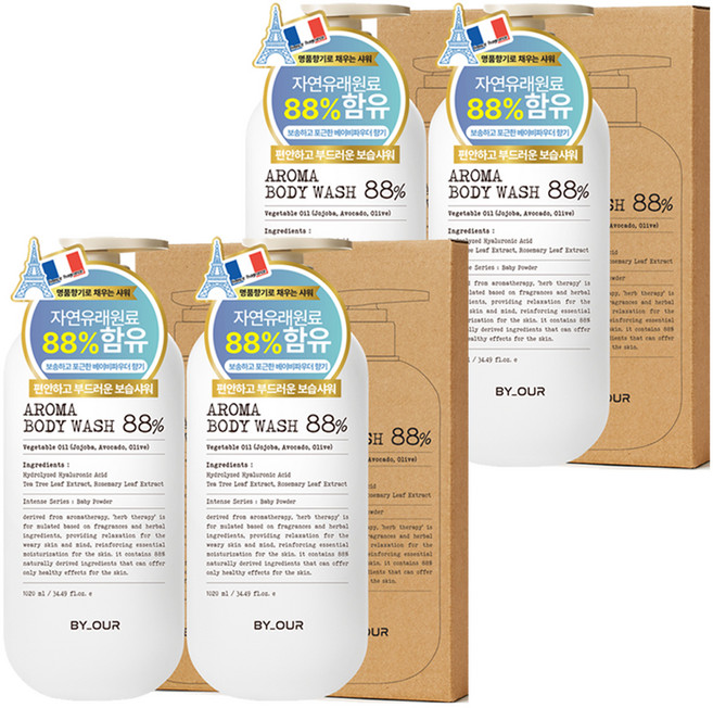 바이아우어 아로마 바디워시 베이비파우더, 1.02L, 4개