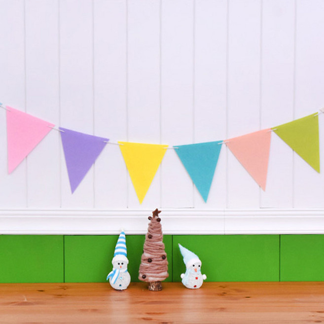 PARTYHAE 毛氈三角派對拉旗 2入, 粉彩色