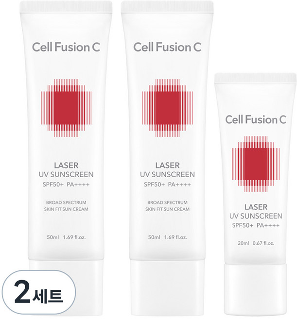셀퓨전씨 레이저 유브이 썬스크린 50ml x 2p + 20ml 세트 SPF50+ PA++++, 2개
