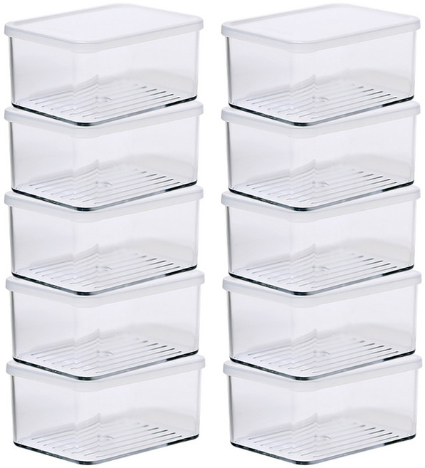 실리쿡 냉장고 정리용기 시스루 납작이 깊은 3호, 10개, 10개