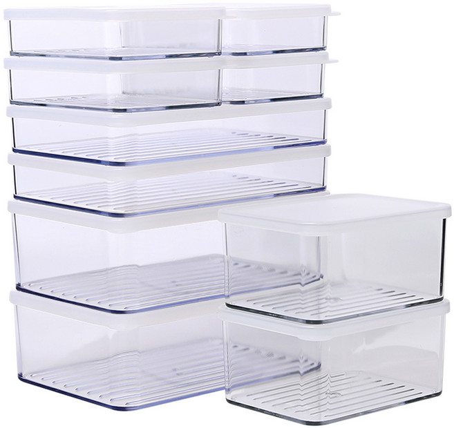 실리쿡 시스루납작이 냉장고 정리용기 깊은2호 2p + 깊은3호 2p + 납작2호 2p + 납작3호 4p 깊은알찬세트, 1세트, 10개