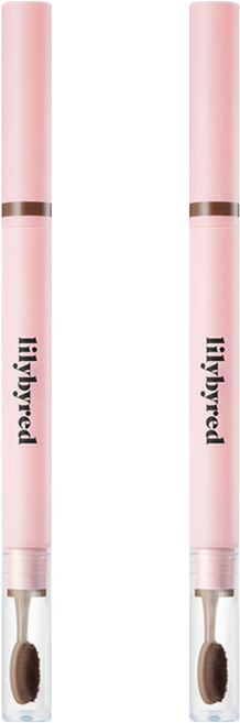 lilybyred 持久防暈染雙頭眉筆 0.17g, 02 中棕色, 2支