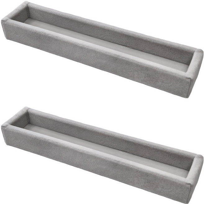 MUJI 無印良品 灰絨內盒 小物用 可對應壓克力項鍊耳環收納 左右對開型 16.7 x 3.7 x 2cm, 灰色, 2個