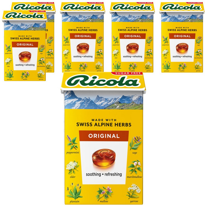 리콜라 스위스 오리지널 허브 캔디, 40g, 6개