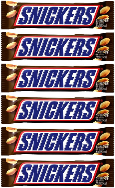 스니커즈 땅콩, 51g, 6개