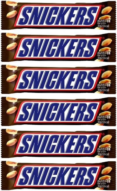 스니커즈 땅콩, 51g, 6개 - 쿠팡