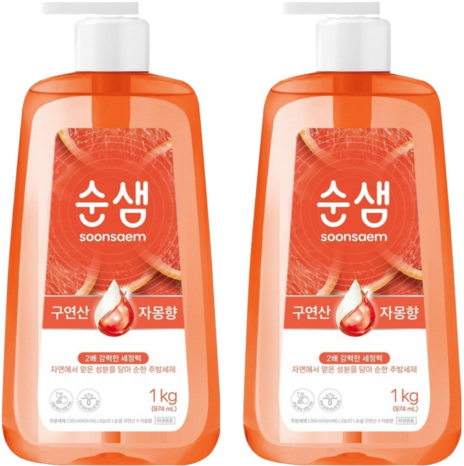 순샘 구연산 자몽향 주방세제, 974ml, 2개