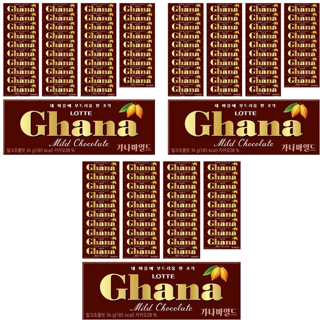 가나 마일드 밀크 초콜릿, 34g, 120개
