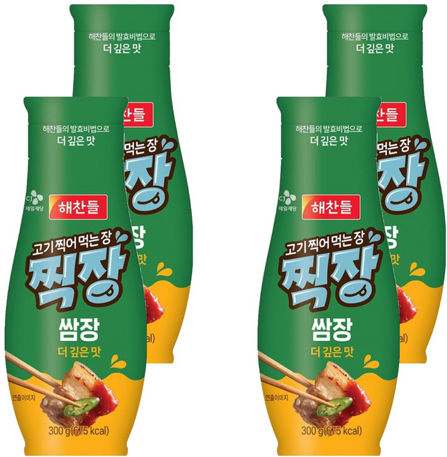 해찬들 찍장 쌈장 튜브형, 300g, 4개