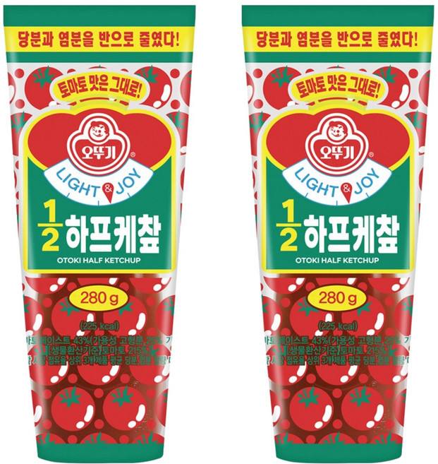 오뚜기 1/2 하프 케첩, 280g, 2개