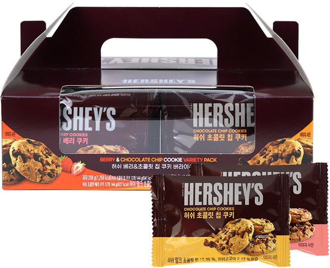 허쉬 베리 12g x 12p + 초콜릿 칩 쿠키 12g x 12p 버라이어티팩, 288g, 1개