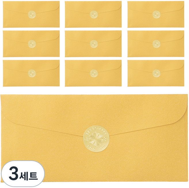 탐사 용돈봉투 10p + 스티커 세트, 골드(봉투), 골드(스티커), 3세트