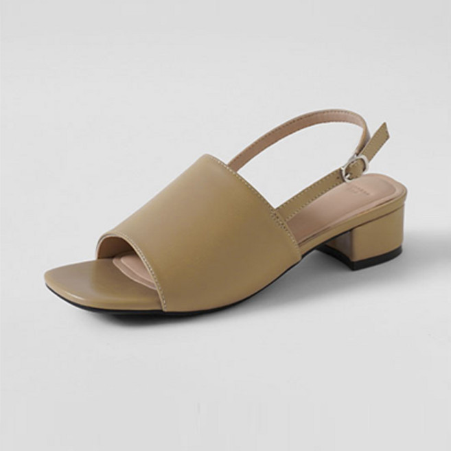 ChakanShoes 女款方頭寬面細帶露趾涼鞋 SDLTS2g824, 米色, 235mm
