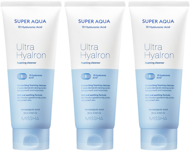 미샤 수퍼 아쿠아 울트라 히알론 포밍 클렌저, 200ml, 3개