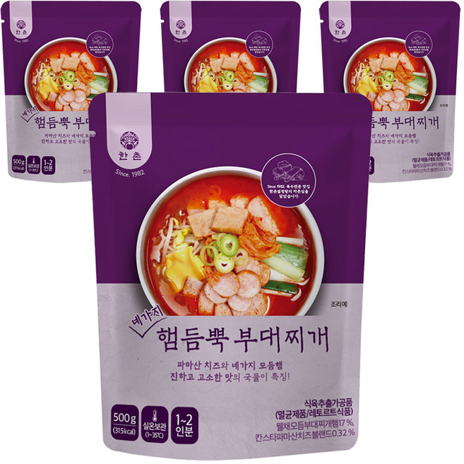 한촌 네가지 햄듬뿍 부대찌개, 4개, 500g
