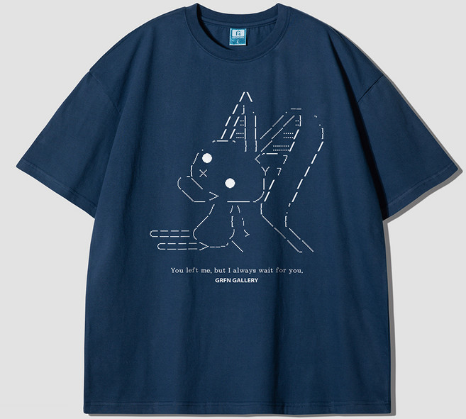 그랜피니 어센틱 오버핏 론리 래빗 프린팅 라운드 통기성 20수 반팔 티셔츠