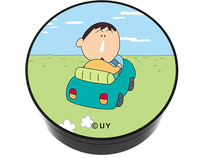 BELLEAMANT 蠟筆小新 小碰碰車設計 車用芳香劑 阿呆 + Flowit花香, 1入, 1個