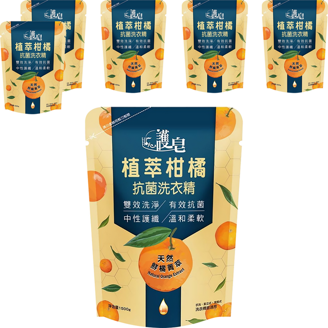 皂福 貼心護皂植萃柑橘抗菌洗衣精 1500g, 6入
