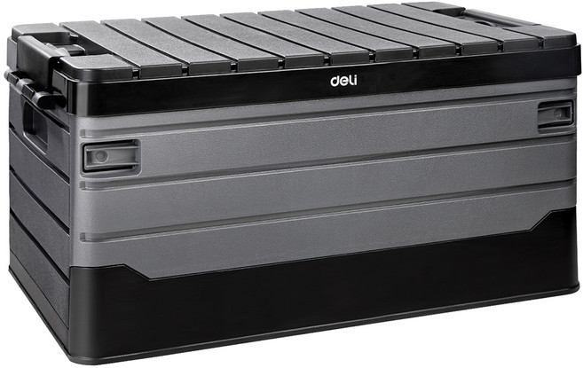 델리툴즈 휴대용 플라스틱 다용도 접이식 60L 스토리지 공구 보관함 블랙 그레이 EDL884160, 1개