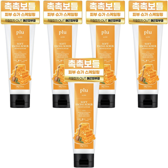 플루 소프트 페이셜 스크럽 허니 앤 슈가, 100g, 5개