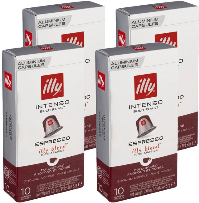 illy 意利 INTENSO 深烘培濃縮 咖啡膠囊, 4盒, 5.7g, 10顆