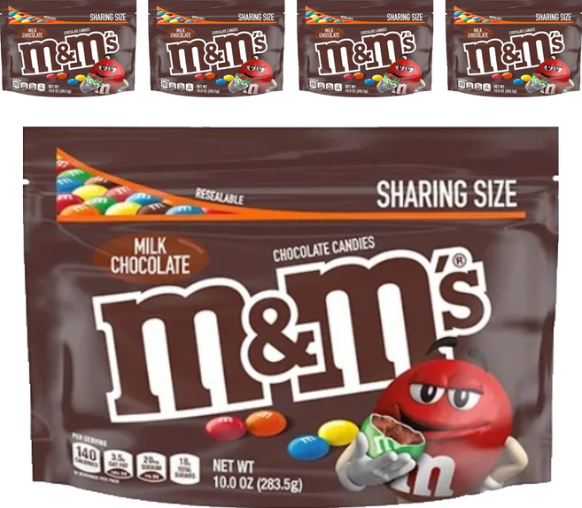 m&m's 牛奶糖衣巧克力, 5包, 283.5g