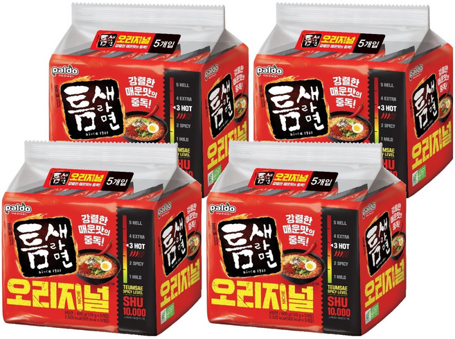 틈새라면 빨계떡 120g, 20개